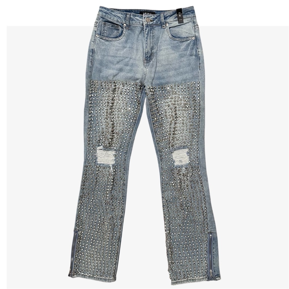 AKIRA Studded Rhinestone Jeans – Size 5 | NWT
